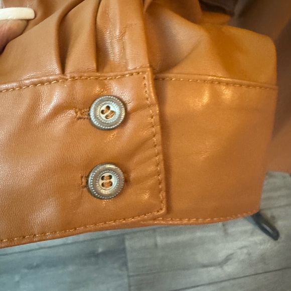 Anthropologie brown Faux Leather Shirt XL - Picture 5 of 12